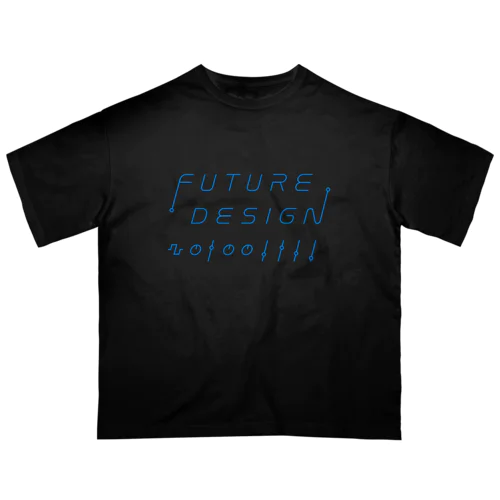 FUTURE DESIGN（水色ライン） オーバーサイズTシャツ