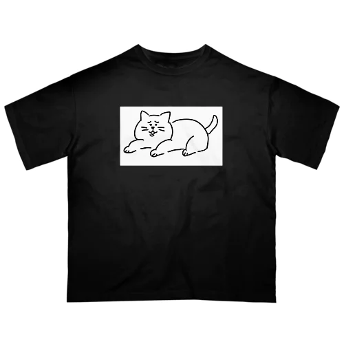 苦笑い猫（白） Oversized T-Shirt