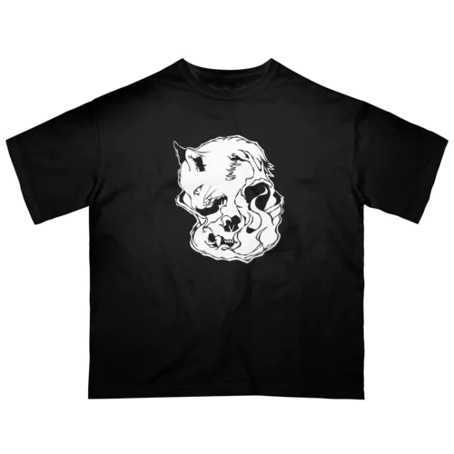 Cats And Skulls White オーバーサイズTシャツ