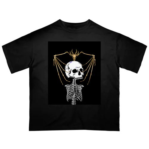 ブラック 黒 生物 骨 ホラー デザイングッズ Oversized T-Shirt