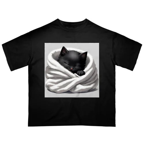 黒猫巻き巻き オーバーサイズTシャツ