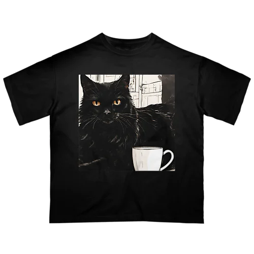 黒猫とコーヒー③ Oversized T-Shirt
