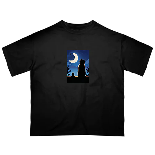 月夜と黒猫 オーバーサイズTシャツ