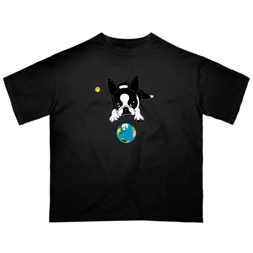 ボストンテリア(地球と月)[v2.8k] オーバーサイズTシャツ