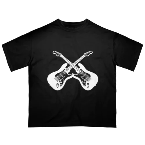 クロスギターホワイト Oversized T-Shirt