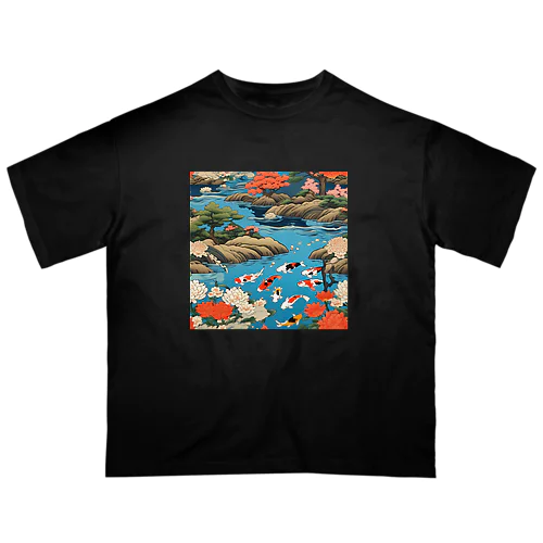 日本庭園の錦鯉　Japanese garden and Nishikigoi Oversized T-Shirt