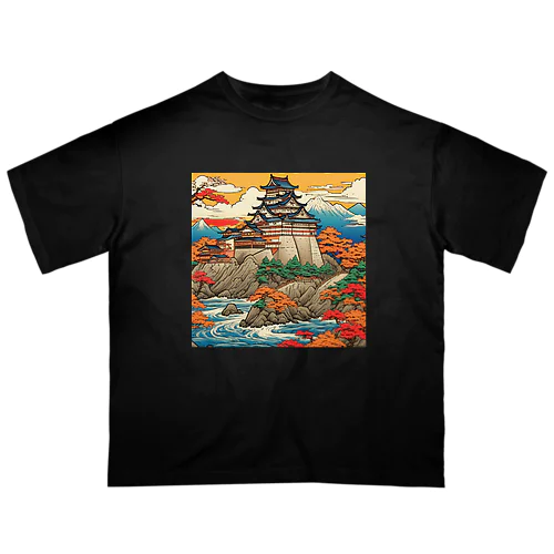 日本の風景、お城　Japanese castle オーバーサイズTシャツ