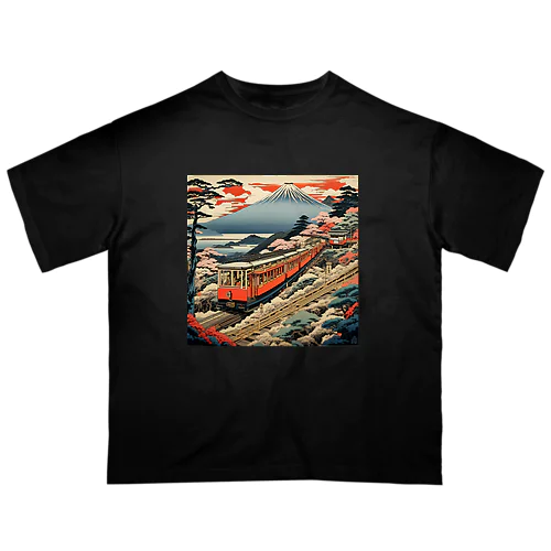 日本の風景 登山電車から眺める富士山、Japanese scenery: Mt. Fuji seen from the mountain train オーバーサイズTシャツ