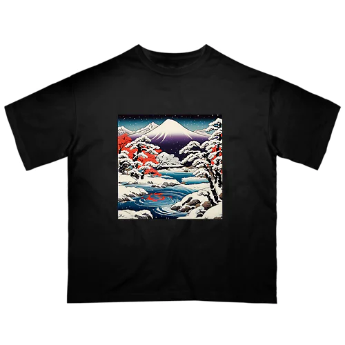 日本の風景:雪景色、Japanese senery:snow scene オーバーサイズTシャツ