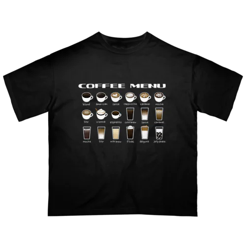 コーヒーメニュー表　白 オーバーサイズTシャツ