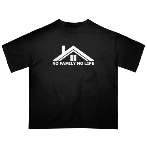 ノーファミリーノーライフ 煙突屋根に窓デザイン ホワイト オーバーサイズTシャツ