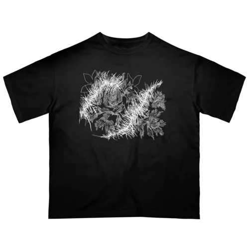 ザクザク１白文字 オーバーサイズTシャツ