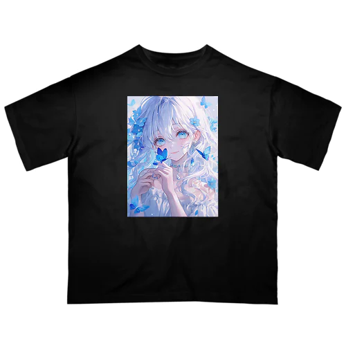 青い蝶と少女 Oversized T-Shirt