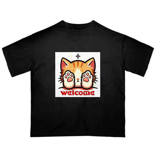 肉球で目隠し猫ちゃん オーバーサイズTシャツ