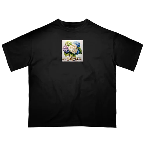 紫陽花とポップコーン オーバーサイズTシャツ