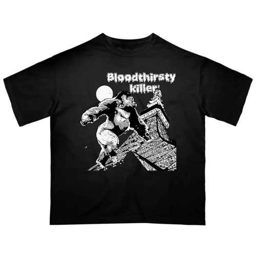 ゴリラ月を目指す  白×黒 オーバーサイズTシャツ