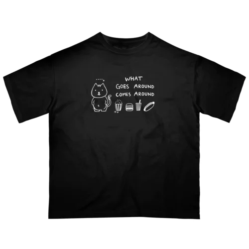 ぽっこりネコ（白） Oversized T-Shirt