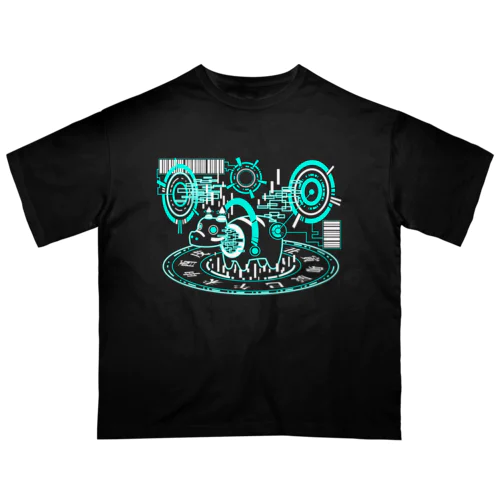 サイバーべこ_cyberBlue オーバーサイズTシャツ