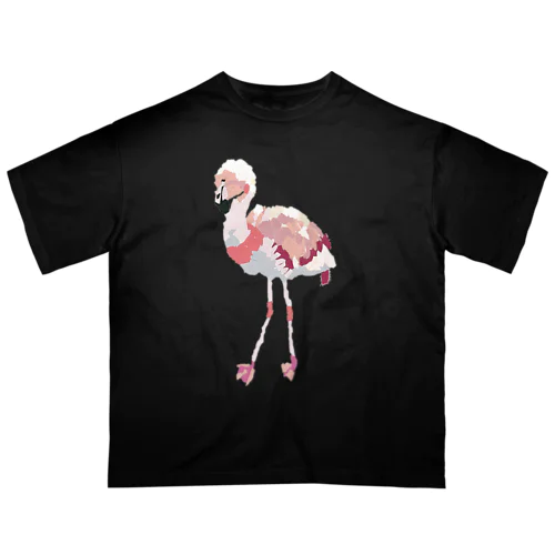 両足で立つフラミンゴ(ちぎり絵) Oversized T-Shirt