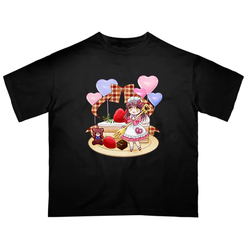 苺ショートケーキ（チェックリボン） オーバーサイズTシャツ