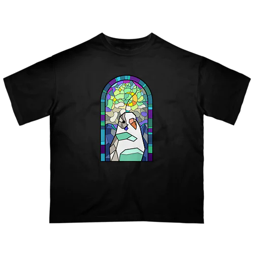 聖パロット教会・セキセイ（白） オーバーサイズTシャツ