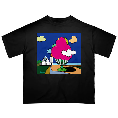 幸せの丘ピンクの木 オーバーサイズTシャツ