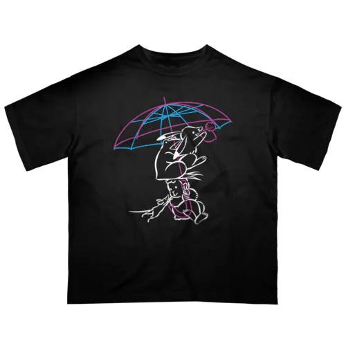 鳥獣戯画(ポップ/雨傘) Oversized T-Shirt