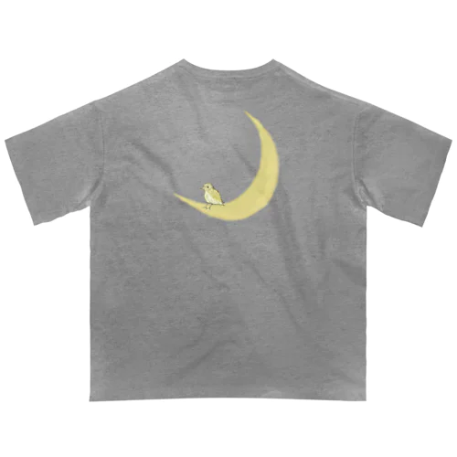 The watching moon and the resting yellow bird. Oversized T-Shirt