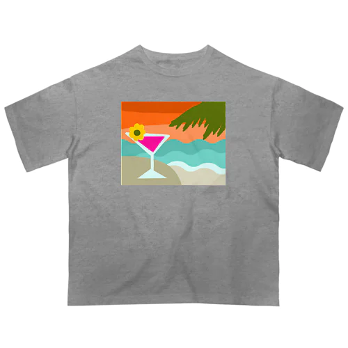 サンセットビーチでカクテルを オーバーサイズTシャツ