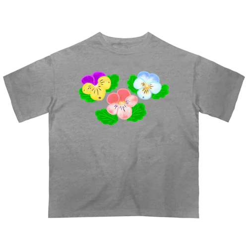 カラフル優しい🎵ビオラの花 オーバーサイズTシャツ