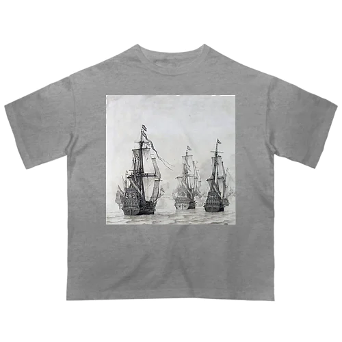 ダンケルクの戦い ウィレム・ファン・デ・ヴェルデ（I） 1659年 オーバーサイズTシャツ