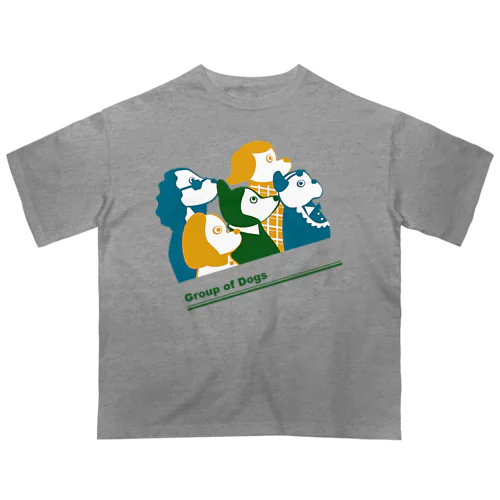 犬の群像（暗） オーバーサイズTシャツ