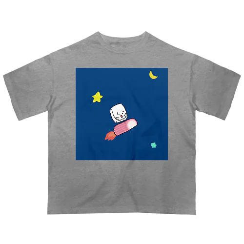 すあまロケットで夜空を進むおとうふくん オーバーサイズTシャツ