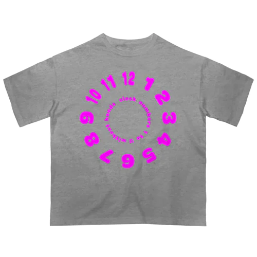 clock numbers 1 to 12 without hands【Tshirt】【Design Color : Pink】【Design Print : Front】 オーバーサイズTシャツ