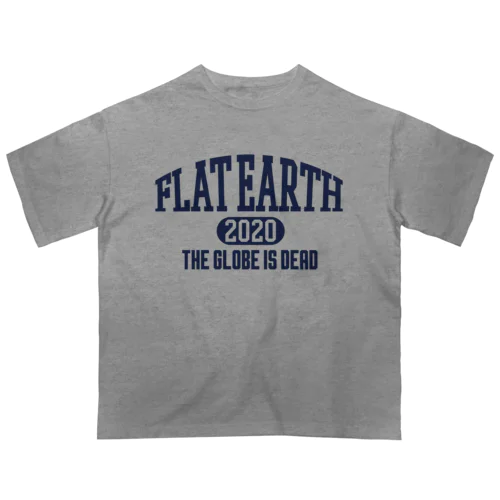 カレッジ風(ネイビー)　フラットアース FLATEARTH オーバーサイズTシャツ