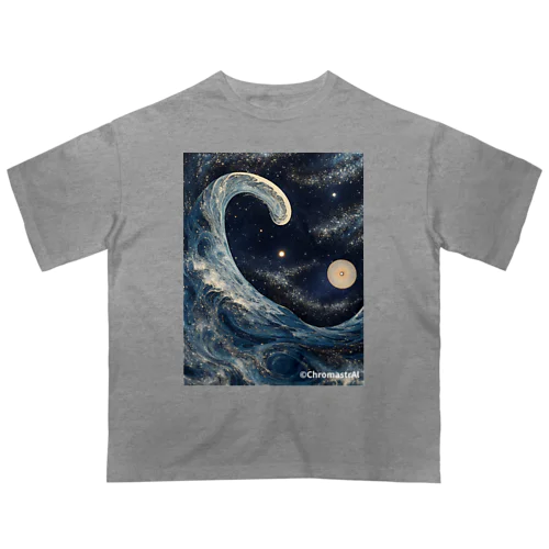 The Celestial Dance of Hokusai's Wave オーバーサイズTシャツ