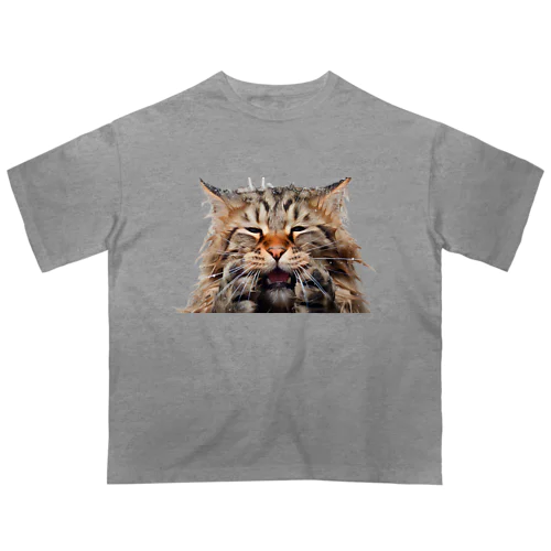 ずぶ濡れ猫 オーバーサイズTシャツ