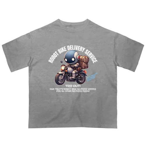 ロボットバイク便(濃色用) オーバーサイズTシャツ