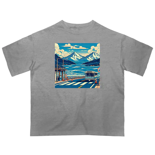 日本の風景:夏にバス旅行、ｊapanese scenery: Bus trip in summer オーバーサイズTシャツ