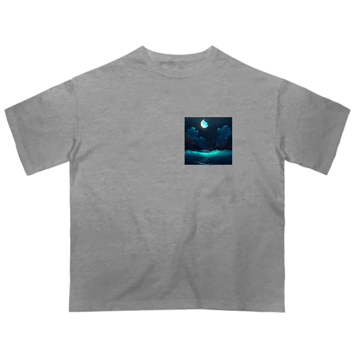 藍月に引き寄せられた波 Oversized T-Shirt