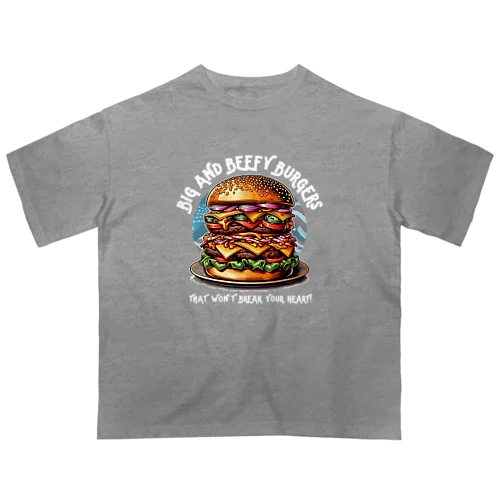 あなたを満足させるバーガーを!（濃色用） オーバーサイズTシャツ