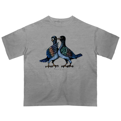 Dark blanco "Pigeons" オーバーサイズTシャツ