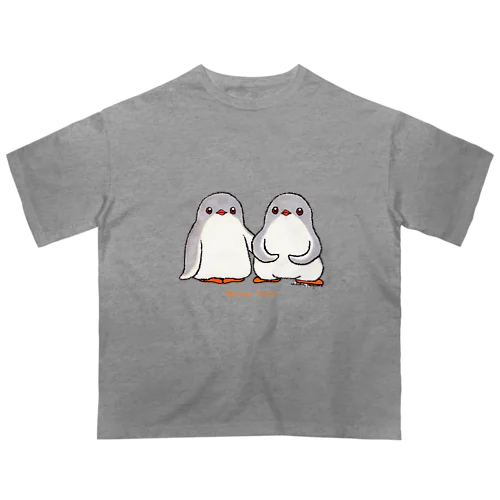ふたごのジェンツーペンギン(ロゴあり) Oversized T-Shirt