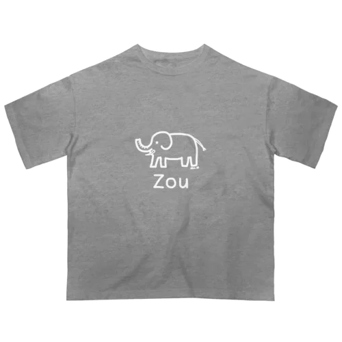 Zou (ゾウ) 白デザイン オーバーサイズTシャツ
