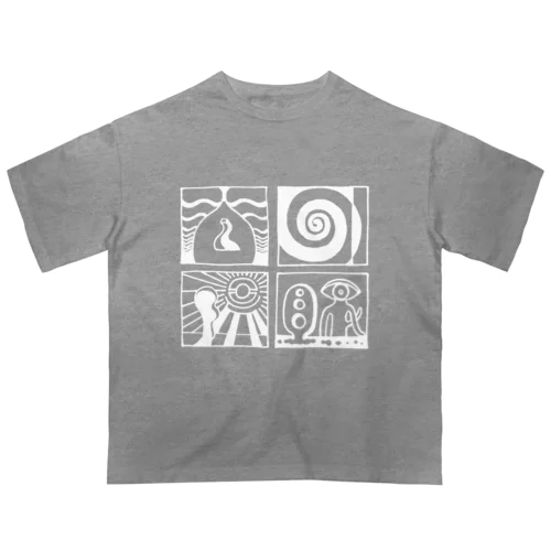 太陽の眼 文字絵(白/前面) Oversized T-Shirt