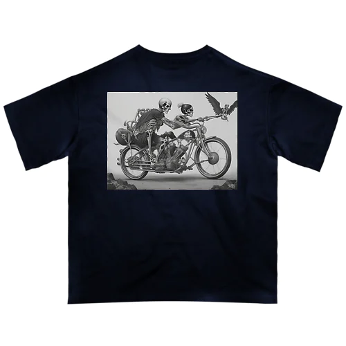 バイクとドクロ（黒メイン） オーバーサイズTシャツ