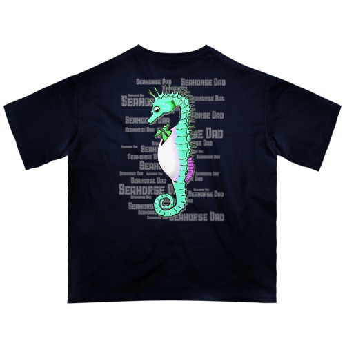 Seahorse Dad　グリーン　バックプリント Oversized T-Shirt