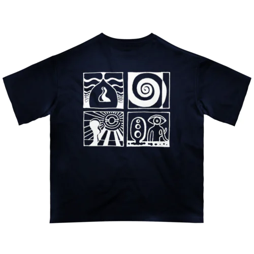 太陽の眼 文字絵(白/背面) オーバーサイズTシャツ