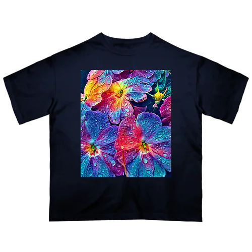 Red & Blue flowers オーバーサイズTシャツ