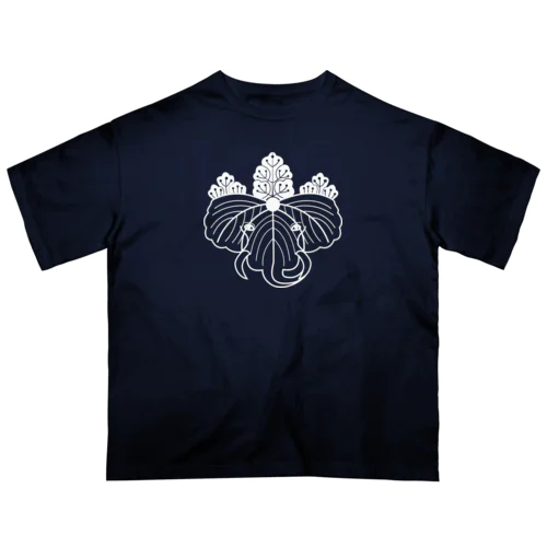 動物家紋。H.T.桐とゾウ　ホワイト Oversized T-Shirt